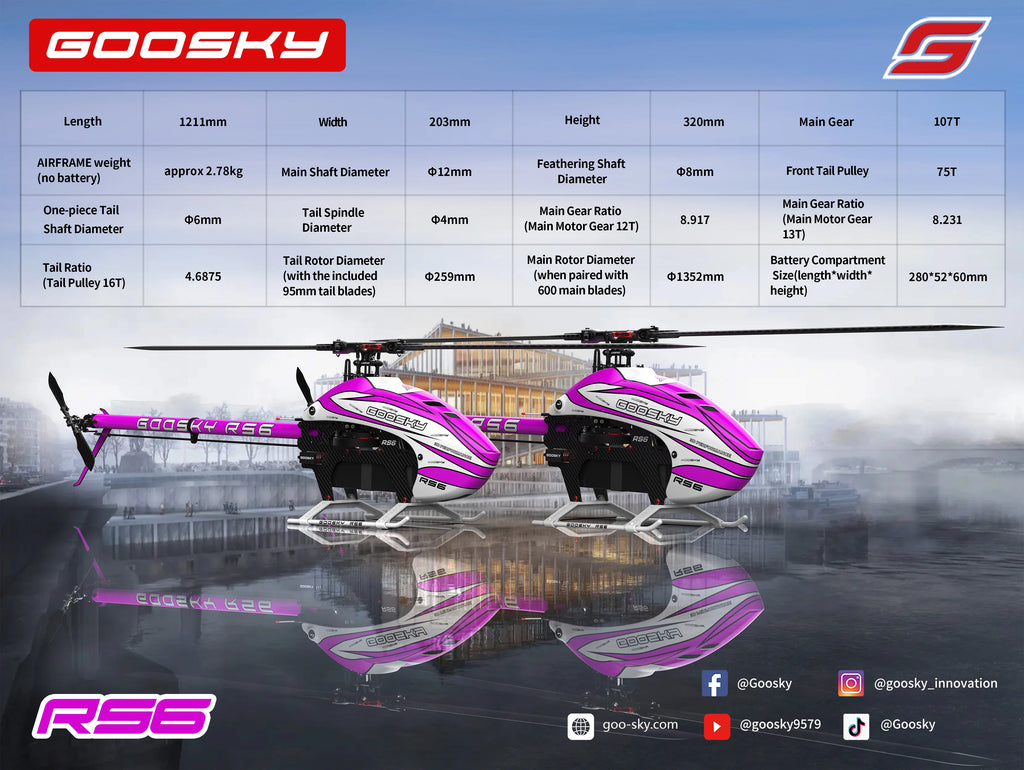Helicóptero RC Goosky Legend RS6 600 3D Flybarless Kit Profesional