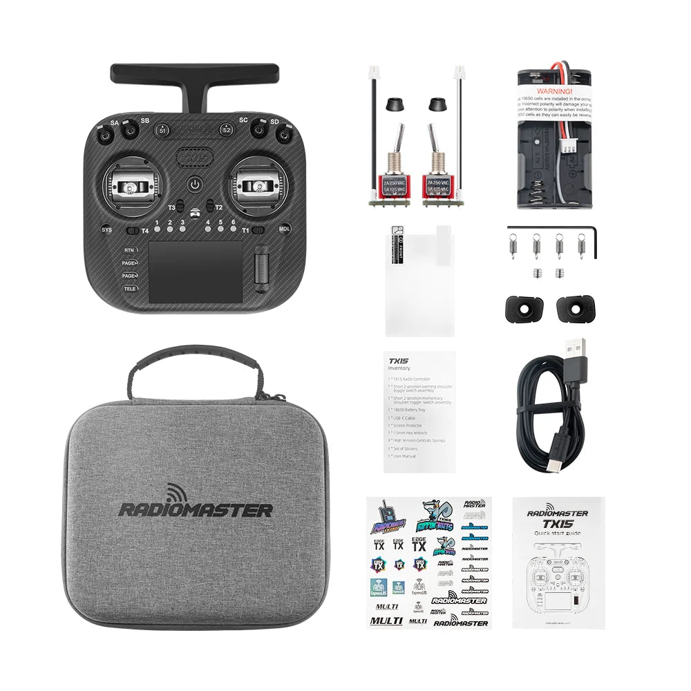 Radiomaster TX15 Max Control Radio ELRS Pantalla Táctil Gimbals AG02 CNC