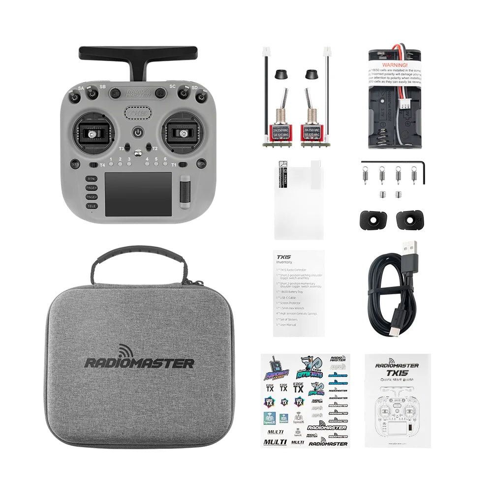 Radio Control RadioMaster TX15 Pantalla Táctil IPS Gimbals Hall ELRS